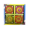 Gekleurde Vierkante Diya Set (4 stuks)
