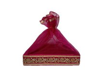 Roze Mandje met Goud Bewerking (vierkant) 30cm