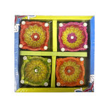 Gekleurde Vierkante Diya Set (4 stuks)