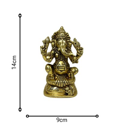 Koperen Ganesha Beeld 14 cm