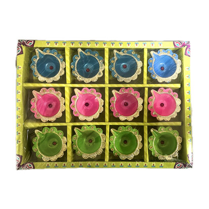 Gekleurde Kleine Ronde Diya Set (12 stuks)