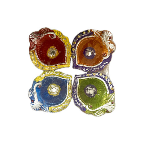 Gekleurde Diya Set 4 stuks 